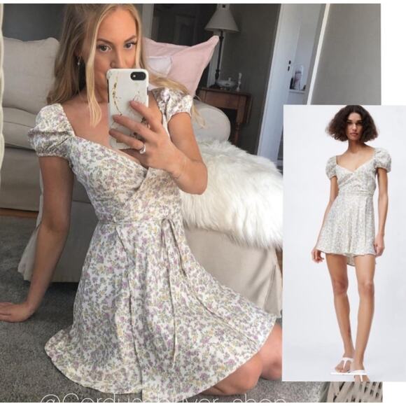 ZARA BLOGGER FAVORITE SATIN EFFECT PRINT DRESS - Picture 1 of 12